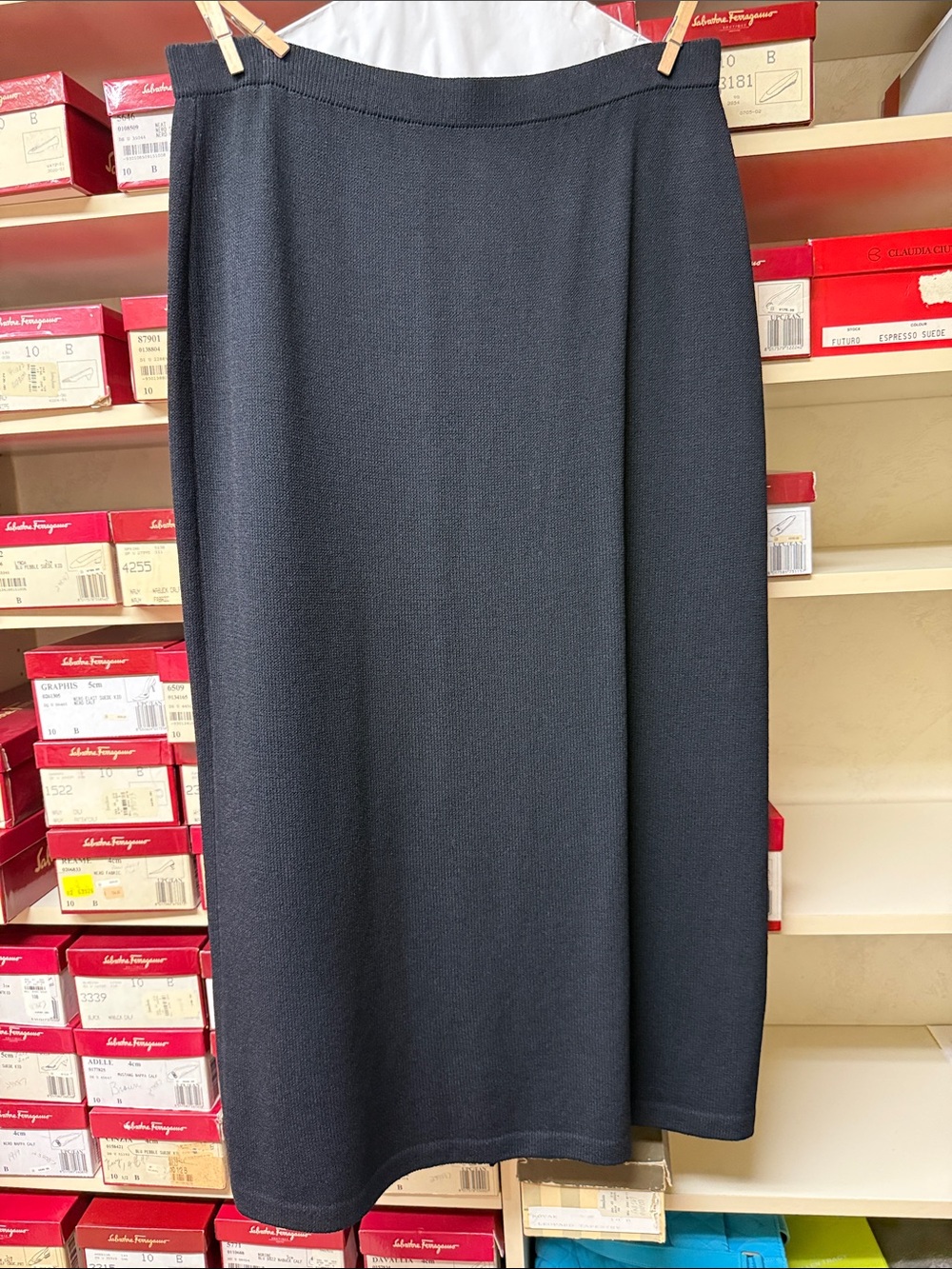 St. John Basics Black Women's Knit A-Line Skirt